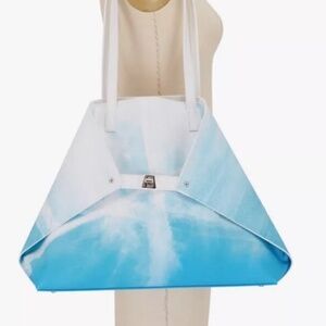 Tote bag Akris Ai Sky blue Leather Medium Shoulder tote Bag Retail $1790